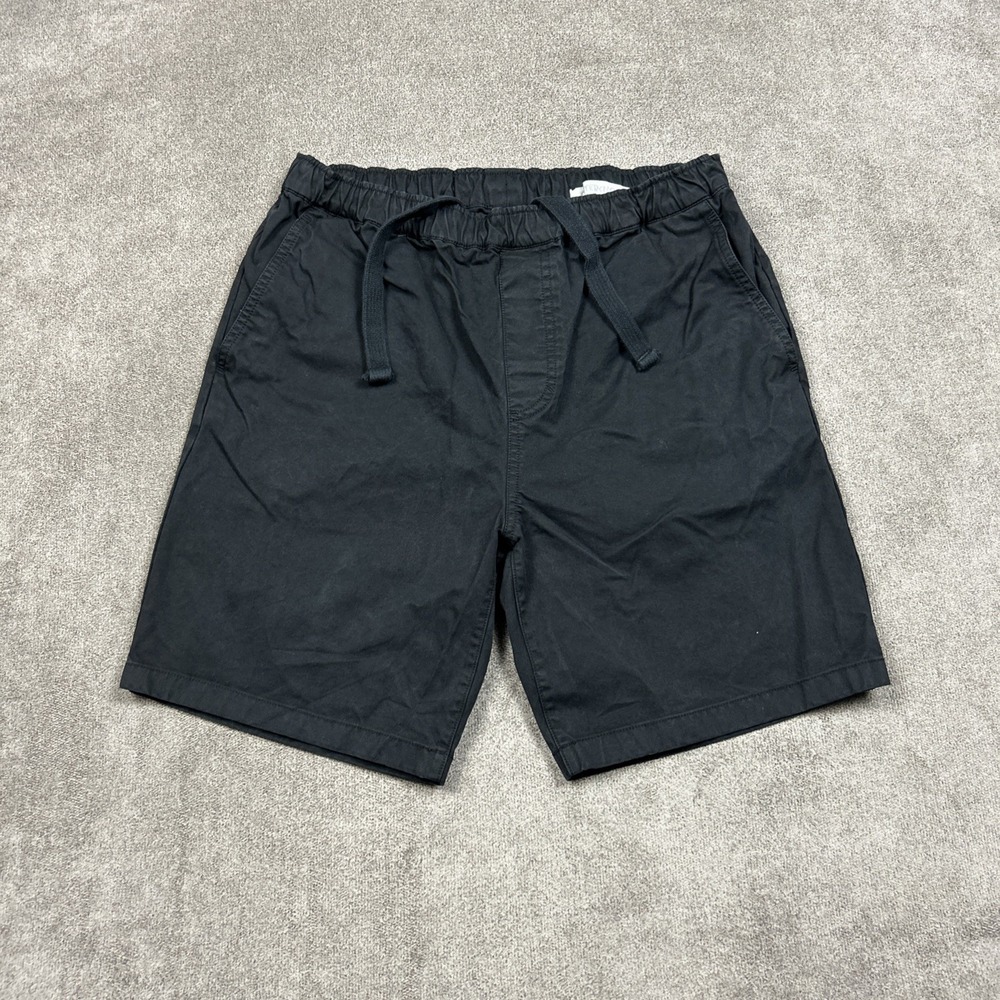 OuterKnown Mens Shorts Medium Black Elastic Waist Drawstring Organic Cotton 32x8